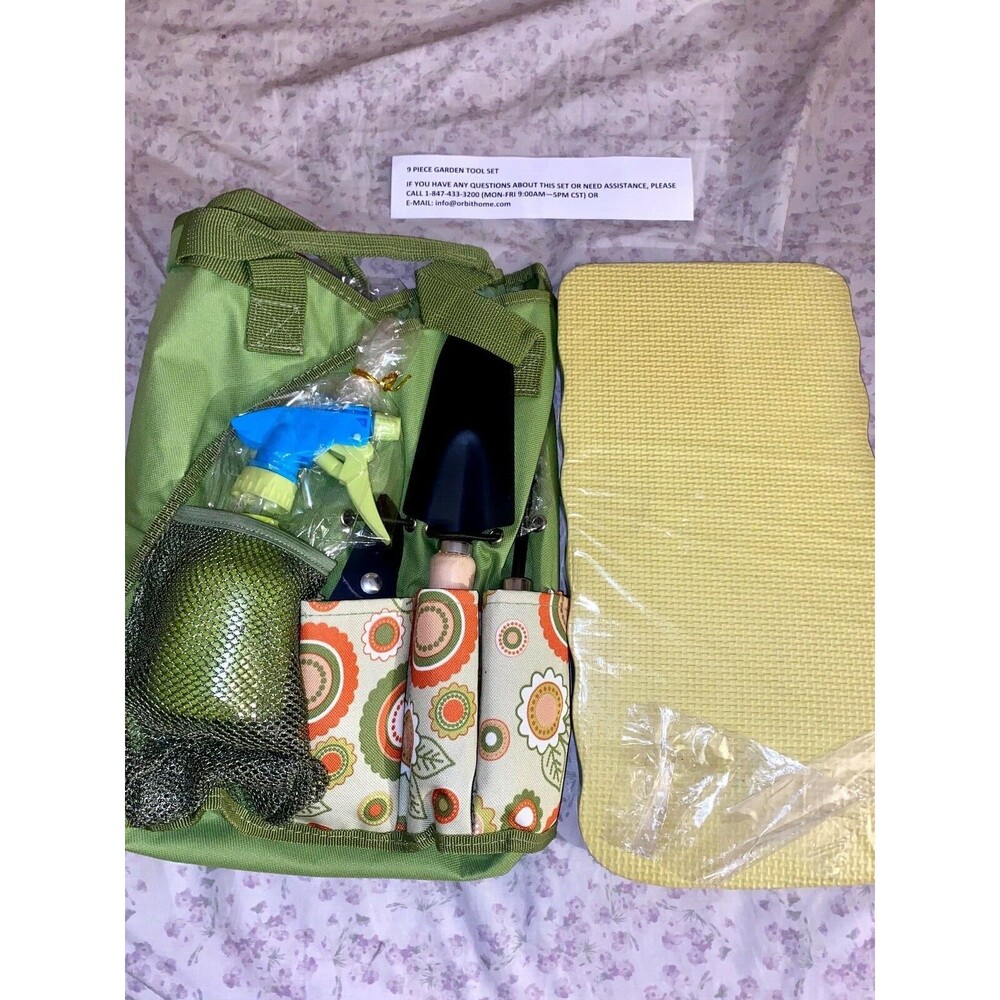 Orbit Home RARE FIND Green 9 Piece Gardening Set Tote Brand NEW